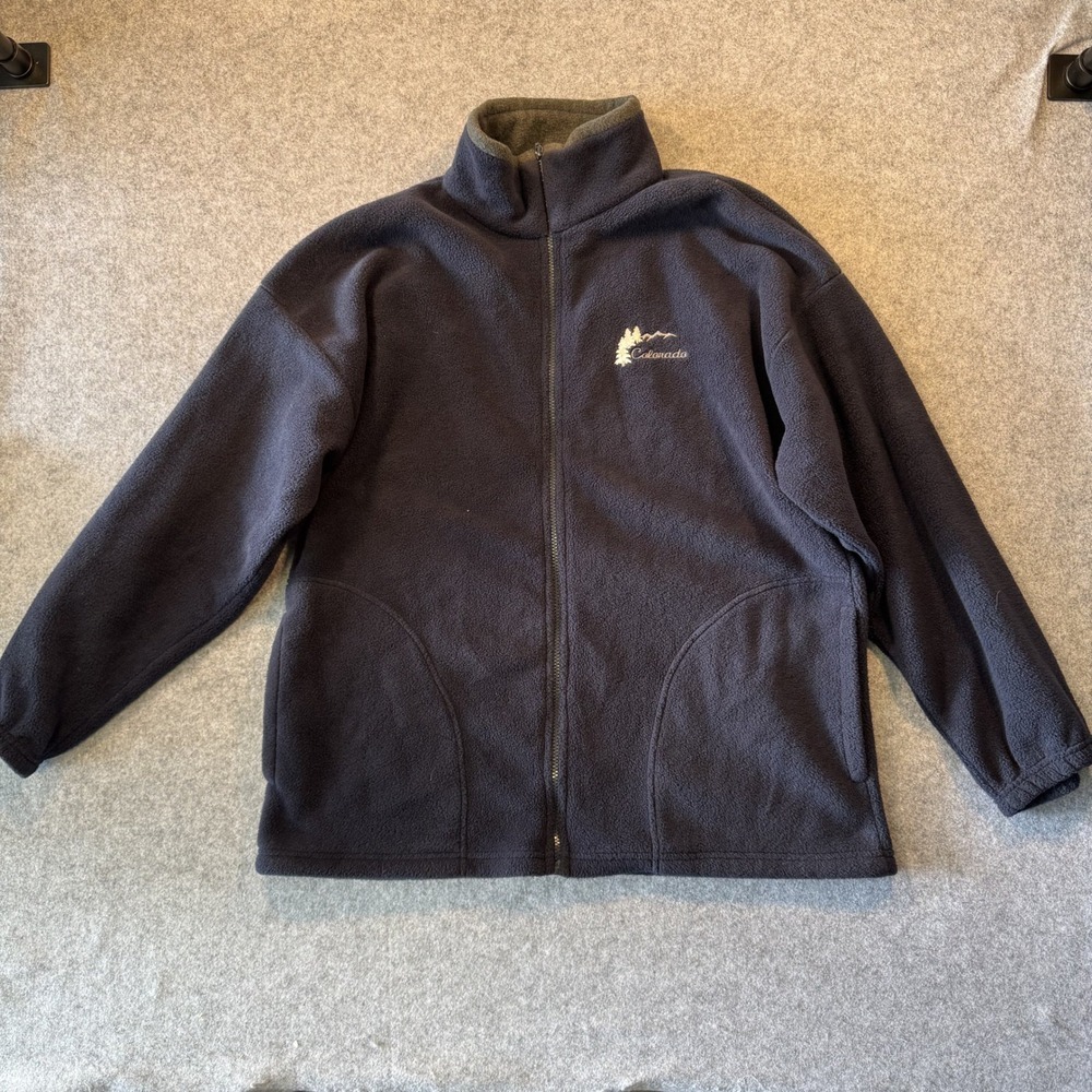 Tipsy Colorado Full Zip Fleece Jacket XL Blue Embroidered Mountain Logo